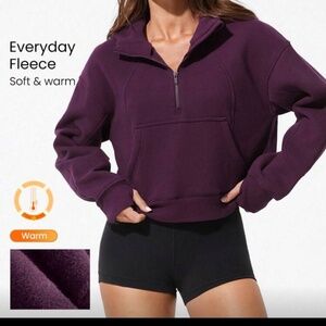 Glowmode  “bold plum” 1/4 zip hoodie sweatshirt with hood and thumb holes